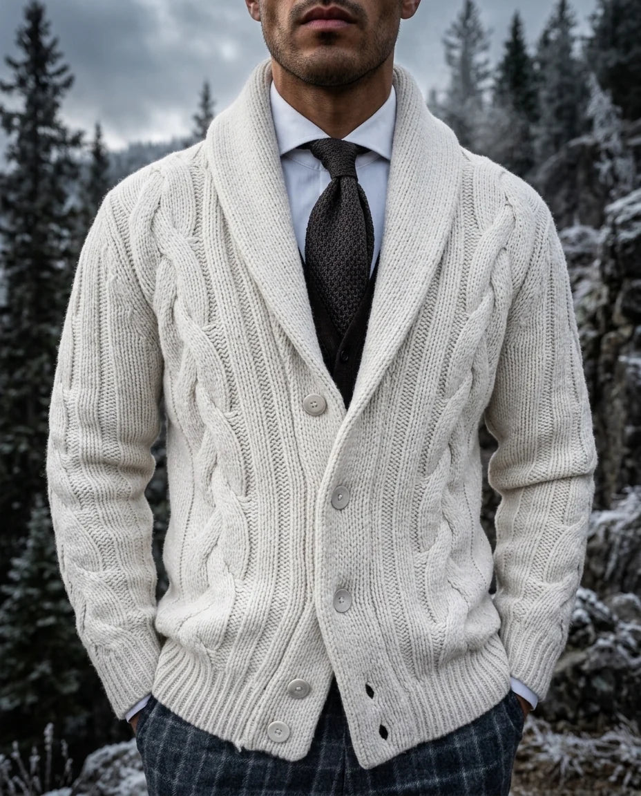 Alderton Men's Cable Knit Shawl Collar Cardigan