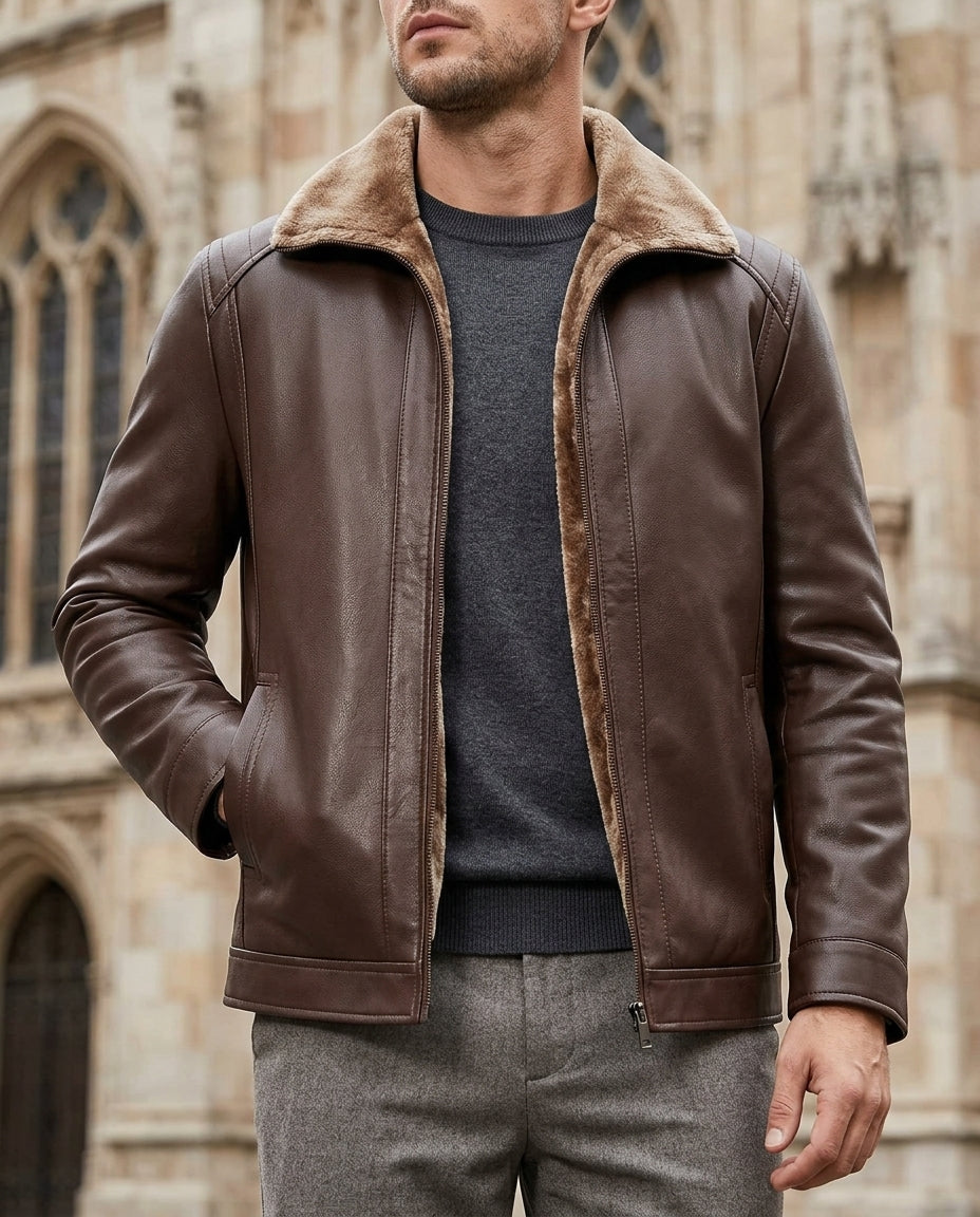 Alden Men's Sherpa Lined Leather Jacket